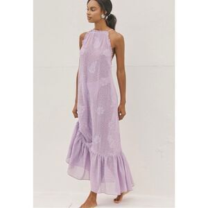 NEW Anthropologie Malika Lilac Floral Crochet Cover Up Swim Maxi Dress X-Large